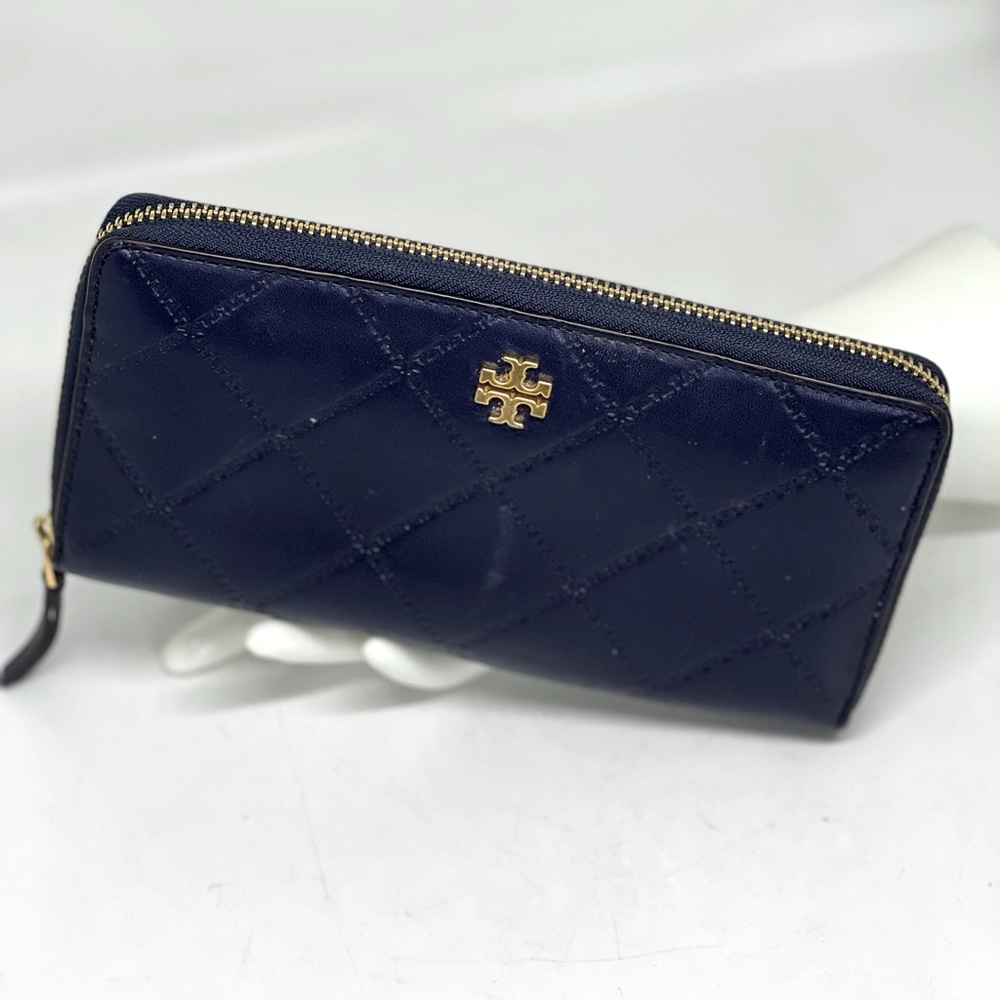 TORY BURCH Royal Navy Blue Leather Georgia Continental Wallet